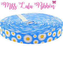 5/8"16mm Daisy Flower Printed Fold Over Elastic Ribbon and Bows DIY Handmade Hair Ties Gift Wrap 10 yards MD1501028-22-2597 2024 - buy cheap