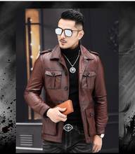 Free shipping,2019 New casual leather jacket.fashion man genuine leather coat.quality cowhide jackets.vintage leather jacket 2024 - buy cheap