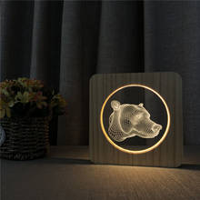 Lâmpada de mesa abstrata 3d led arylic, lâmpada noturna de madeira para decoração de quarto infantil 2024 - compre barato