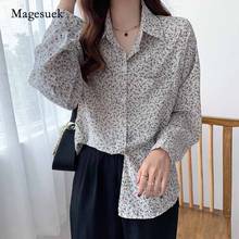 Korean Autumn Fashion Chic Floral Shirt Ladies Tops New Vintage Loose Women's Shirts Printed Long Sleeve Chiffon Blouse 11138 2024 - buy cheap