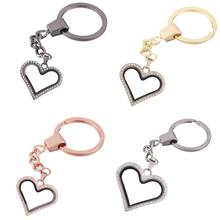 1pcs heart peach Alloy Floating charms Locket Keychain DIY medaillon twist living memory Glass locket Key ring Jewelry 2024 - buy cheap