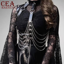 CEA Gothic Bondage Body Harness Chain Sexy Garter Belt Stockings Chest Harness Women's Suspenders Leather Harness bra 2021 2024 - buy cheap