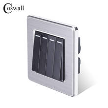 Coswall-Interruptor de luz de lujo de 4 entradas y 2 vías, Interruptor de pared de encendido/apagado, Panel de acero inoxidable, CA 110 ~ 250V 2024 - compra barato