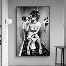 Pintura de tela para decoração de quarto, garota sexy nórdica sentada em uma tela de banheiro, posteres e impressões, imagem de arte de parede, bar pub, decoração de casa 2024 - compre barato