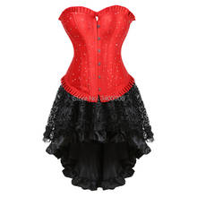 corsets bustiers victorian corset dress with tutu skirts gothic plus size corselet overbust rhinestone fashion sexy vintage red 2024 - buy cheap