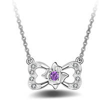Coração em forma de flor pingente colar elegante jóias de cristal de casamento feminino romântico presentes do dia dos namorados 2024 - compre barato