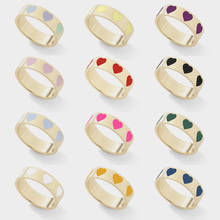 2021 модные минималистичные Глянцевые Кольца с капающей поверхностью, кольца в форме сердца для женщин, цвет золото, простое кольцо на палец, оптовая продажа ювелирных изделий 2024 - купить недорого