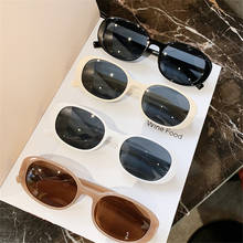 Óculos de sol feminino retrô oval, branco, marrom e pequeno quadro com proteção uv para dirigir, masculino e feminino 2024 - compre barato