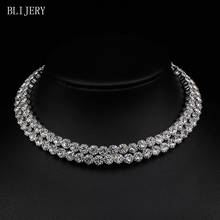 BLIJERY Sparkling Crystal Rhinestone Choker Necklace for Women Wedding Accessories Tennis Chain Statement Jewelry Collier Femme 2024 - buy cheap