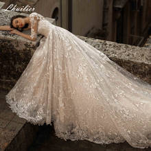 Lhuilier Elegant A-line Half Sleeves Lace Wedding Dresses Empire Waist Floor Length Chapel Train Bridal Dress 2024 - buy cheap