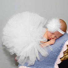 Conjunto de saia tutu e faixa com flor para cabeça, para meninas recém-nascidas, vestido de baile, festa de aniversário, acessórios de fotografia, 2021 2024 - compre barato