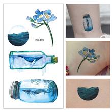 3pcs Colorful Blue Temporary Tattoo Women Hand Ocean Drifting Bottle Tattoo Stickers Men Body Arm Ankle Art Waterproof  #275171 2024 - buy cheap