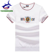 TACE & SHARK, высококачественные летние мужские футболки с вышивкой, повседневные футболки из 100% хлопка, брендовая футболка с акулой, мужская одежда 2020 2024 - купить недорого