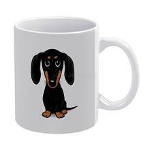 Cute Black And Tan Smooth Coated Dachshund Cartoon Dog White Mug Coffee Mug Afternoon Tea Christmas Cups Ceramic Mug 330ml for C 2024 - buy cheap