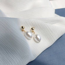Retro Minimalist Pearl Pendant Stud Earrings Elegant Lady Wedding Engagement Gold Earrings Charming Girl Party Jewelry Gift 2024 - buy cheap