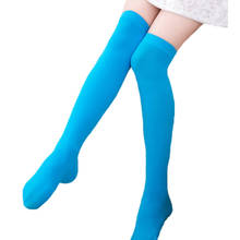 Meias coloridas femininas sensuais meias acima do joelho, meias calça de veludo com comprimento extensível para mulheres, meias longas sob o joelho e coxa 2024 - compre barato