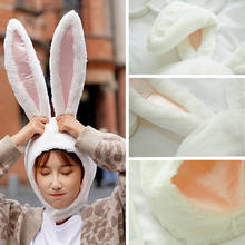 Cosplay Rabbit Photo Props Costume Bunny Hood Earflap Hat Women Girl Dresses Party Funny Plush Rabbit Ears Style Earflap Cap 2024 - buy cheap