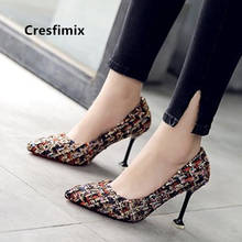 Cresfimix tacones altos women fashion black plaid super 9cm high heel pumps lady cute sexy party high heels female cool shoes 2024 - buy cheap