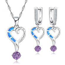Conjunto de jóias de coração requintado para as mulheres acessórios moda zircão cristal pingente colar & brincos de jóias de casamento nupcial presente 2024 - compre barato