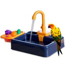 Piscina automática para animais de estimação, banheira de banho para aves com torneira, recipiente para comida, acessório para animais de estimação, papagaios 2024 - compre barato