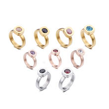 1PC Colorful Stone Rings For Women Size 6-9 Stainless Steel Gold Finger Rings Rose Gold  Girls Engagement Rings Gift 2024 - buy cheap