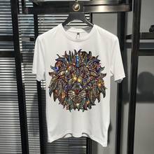 New Brand Men's Diamond Lion 2021 Design T-Shirt Summer Fashion Hip Hop Slim 100% Cotton Short Sleeve 2024 - buy cheap