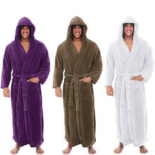 Men Winter Plush Lengthened Shawl Bathrobe Home Clothes Long Sleeved Robe Coat men robe albornoz hombre fur robe #4 2024 - buy cheap