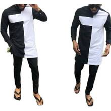 African Fashion Dashiki Man Shirt Sets O-neck Top And Trouser Men's Outfit African gatherings Wear Patchwork Black/white Mix 2024 - buy cheap