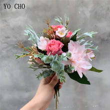 YO CHO-ramo de flores artificiales de seda para novia y dama de honor, peonías, dalias, estilo bosque, decoración de mesa para fiesta en casa 2024 - compra barato
