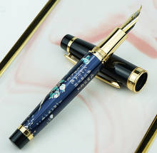 HongDian-pluma estilográfica de Metal 1837, dibujo a mano de Urraca azul, estilo chino, iridio EF/F/punta doblada, tinta para escritura de oficina y negocios 2024 - compra barato