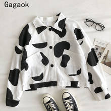 Gagaok Women Blouses 2021 Spring Autumn New Streetwear Print Pockets Loose Shirt Casual Harajuku Korean Fashion Wild Blouse 2024 - buy cheap