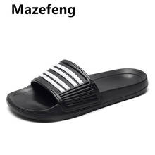 Mazefeng chinelos de eva para homens e mulheres, chinelo de casal, macio, preto e branco, listras, casual, verão 2024 - compre barato