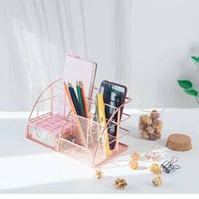 Mesh Desk Organizer Pen Holder Accessories Storage Caddy Supplies Accessories With Drawer For Home Office Desktop Rose Gold 2024 - buy cheap