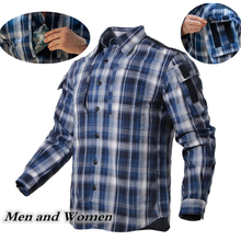 Army Fan Plaid Tactical Shirt Men Women Long Sleeve Breathable Cotton Plaid Shirt Outdoor Hiking Training Military Shirt Uniform 2024 - buy cheap