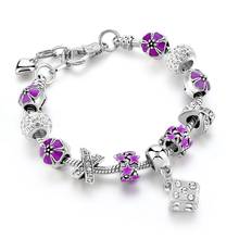 Attritto-pulsera de cuentas de cristal púrpura para mujer, brazalete, joyería a la moda, 18cm, SBR170062 2024 - compra barato