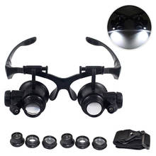 10x/15x/20x/25x lupa óculos para relojoeiro lupa binocular com luz led cabeça jóias lente óptica óculos lupa 2024 - compre barato