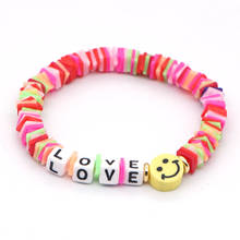 Go2Boho-pulsera Heishi para mujer, brazalete con letras de amor, colorido, bohemio, con cara sonriente, regalo de verano para mamá, 2020 2024 - compra barato