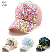 2020 Summer Women Baseball Cap Ponytail Hat Fashion Sequins Shiny Pink Hats Mesh Sun Visor Snapback Caps for Outdoor Activity 2024 - buy cheap
