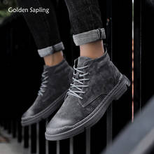 Golden sapling botas masculinas em couro legítimo, sapatos casuais respiráveis clássicos para motocicleta, calçados retro masculinos 2024 - compre barato
