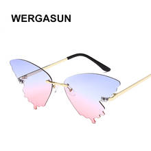 WERGASUN Fashion Brand designer sunglasses women Summer Rimless The butterfly shape Sun glasses Luxury Sunglasses woman 2024 - buy cheap