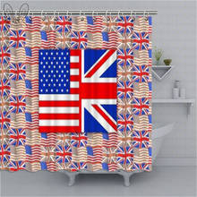 Cortina de banheiro colorido americano e reino unido bandeiras combinadas à prova dwaterproof água cortina de chuveiro poliéster tecido decoração do banho chuveiro do banheiro 2024 - compre barato