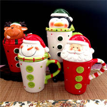 400ml Big Christmas Coffee Mugs Cartoon Tea Milk Ceramic Cup With Lid Christmas Gifts For Kids Xmas Decor Happy New Year 2024 - buy cheap