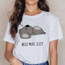 Camiseta de Koala con inscripción en An para mujer, remera de cuello redondo de gran tamaño, playera estética para mujer, Top de verano 2021 2024 - compra barato