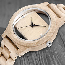 Unique Hollow Dial Men Women Natural Wood Watch with Full Wooden Bamboo Bangle Quartz Wristwatch Novel Handmade Clock Gift 2024 - buy cheap