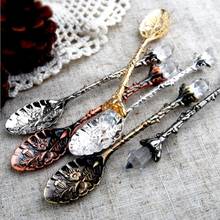 1Pc Vintage Carved Flower Crystal Coffee Spoon Teaspoon Ice Cream Tea Sugar Cake Dessert Tools Tableware Dropshipping 2024 - buy cheap