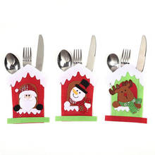 Christmas Fork Knife Bag Cutlery Holder Bag Knife and Fork Cover for Party Table Dinner Decoration Snowman/Elk/Santa Claus 2024 - buy cheap