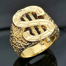 Anillo con signo de dólar americano clásico para hombre, sortija estilo callejero, Color dorado, Hip Hop, para DJ, raperos, personalidad, joyería 2024 - compra barato