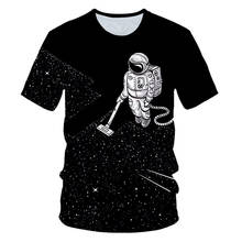 Camiseta de astronauta, camiseta com estampa 3d para homens e mulheres, camiseta casual de estilo harajuku, moda de verão, camiseta preta, homme 2024 - compre barato