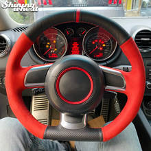 Shining wheat Red Suede Black Genuine Leather Car Steering Wheel Cover for Audi TT TTS (8J) 2006-2014 A3 S3 (8P) Sportback 2024 - buy cheap