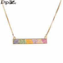 Pipitree Popular Full Micro Paved Cubic Zirconia Long Stick Necklace Fashion Bar Necklaces Pendants for Women Party Jewelry Gift 2024 - buy cheap